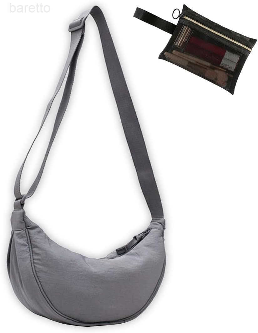 Crossbody Hobo Crescent Bag with Mesh Storage Womens Shoulder Purse Adjustable Strap M250903