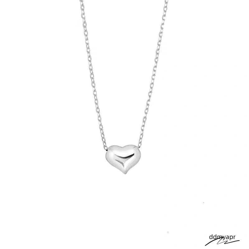 New Designer Women's S Sterling Sier Heart Necklace Ddmyday Is A Simple Personalized High End Collarbone Chain And Niche Design Pendant Jewelry F