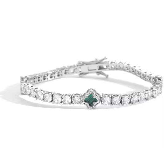 Fashion ladies 4mm 925 silver moissanite cool four-leaf clover lucky four-leaf clover moissanite tennis bracelet,'s Day gift