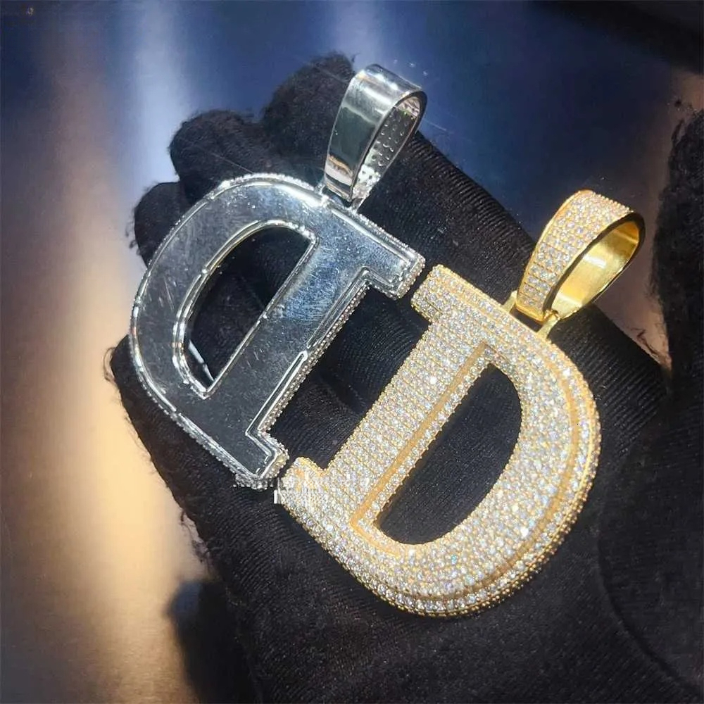 High Quality Bg Sier Fully Iced Out Custom Letter D Moissanite Hip Hop Pendant For Men