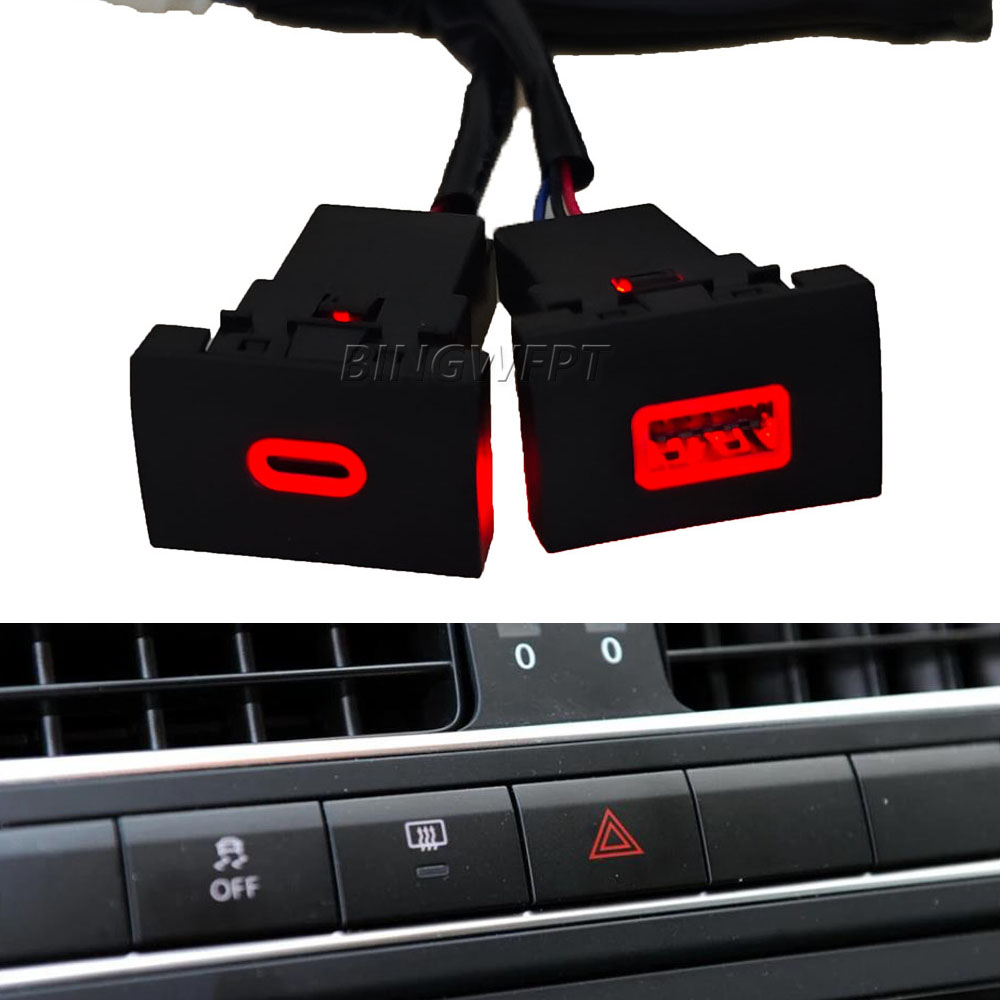 For VW POLO 2011 - 2013 Car USB Charger PD Quick Charge QC3.0 Auto Phone Charging Adapter Button