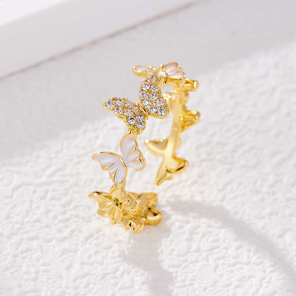 New Super Fairy Oil Drop Enamel Butterfly Open Niche Unique Western Style Index Finger Sweet High-end Sense Ring