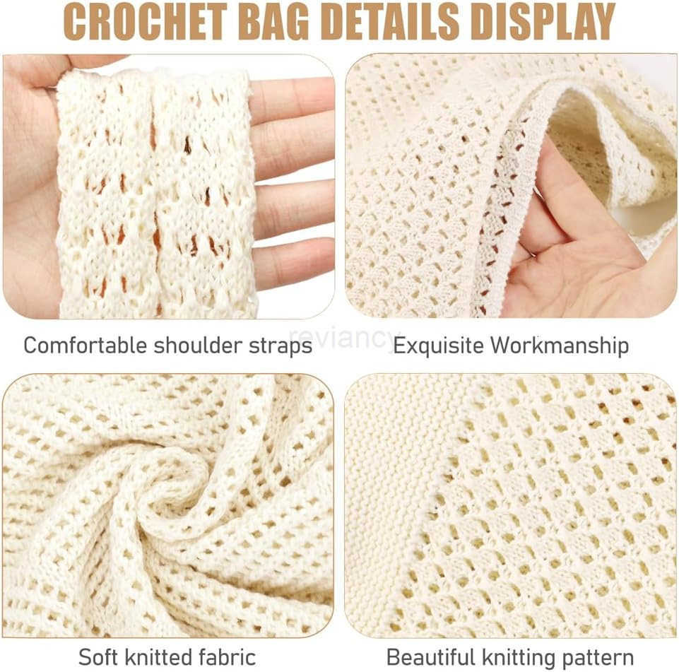 Crochet Beach Tote bag Summer Beach Bag for Women Aesthetic Mesh Tote Bag Hippie Bag Knit BagW250904