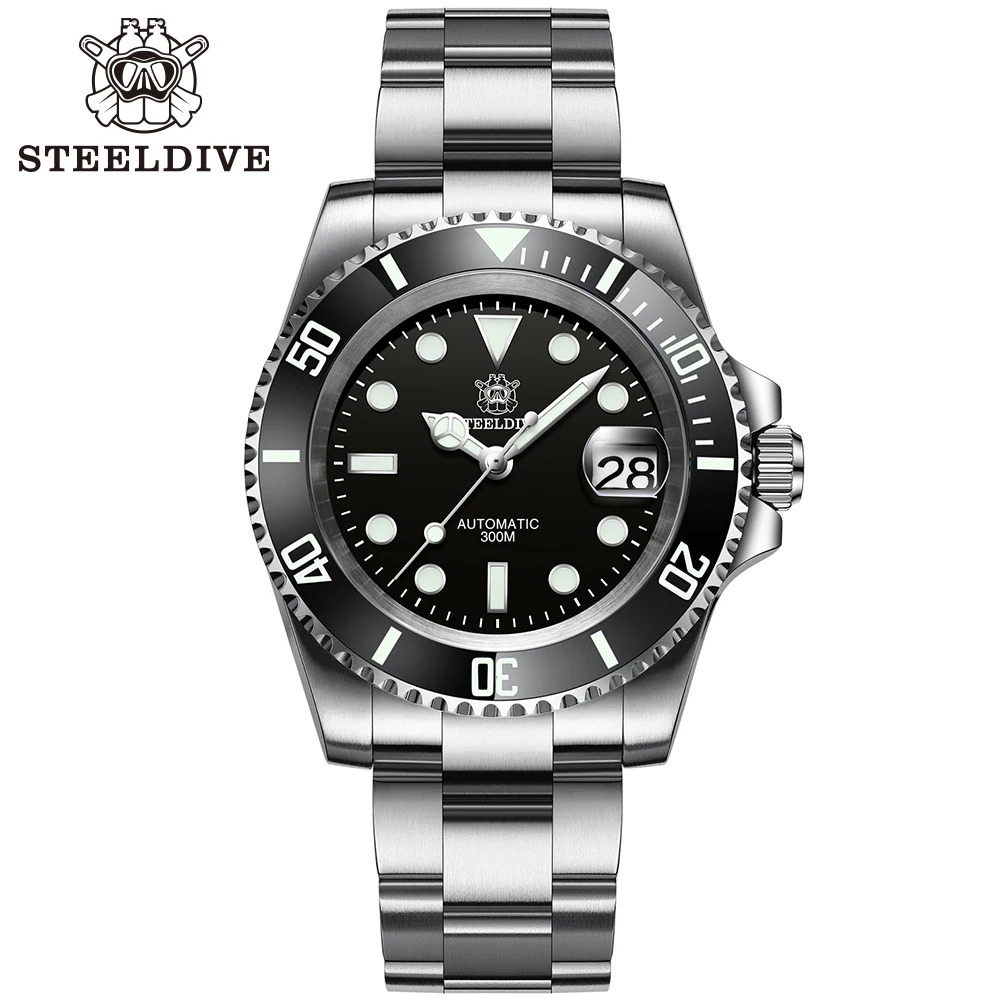 SD1953 STEELDIVE Ceramic Bezel 41mm Steeldive 30ATM Water Resistant NH35 Automatic Mens Dive Watch Reloj with Milled Clasp 250903
