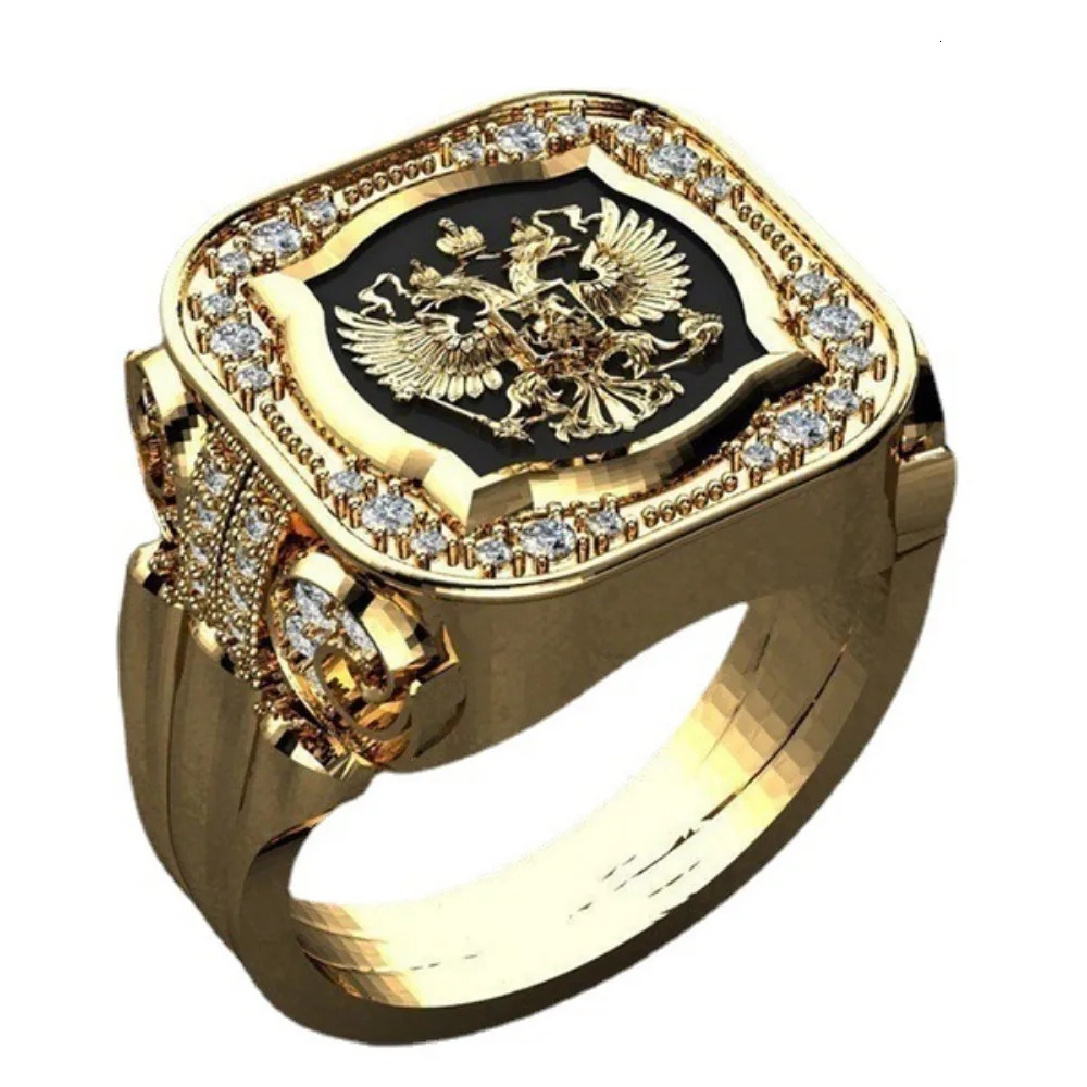 Simple Retro Fashion Mens Jewelry Zirconia Stamp Ring Mens Badge Ring Punk Street Niche Trend Party Jewelry Gifts 250903