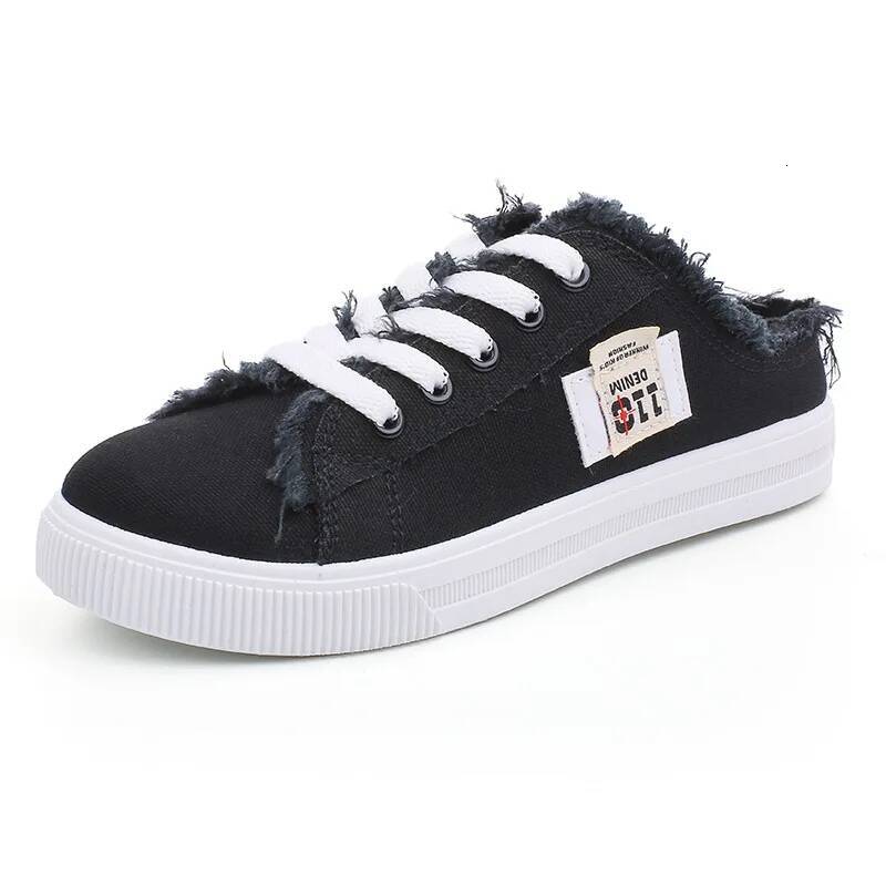 Spring Summer Women Sneaker Low Top Denim Sneakers Ladies Lace-Up Flat Canvas Board Shoes Female sapatos femininos ddmysaturn