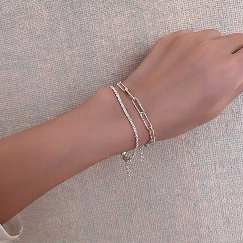 New Fashion Silver Colour Double Layer Bracelet Sparkling Exquisite Simple Women Bracelet Fine Jewelry AccoriesXJ250904