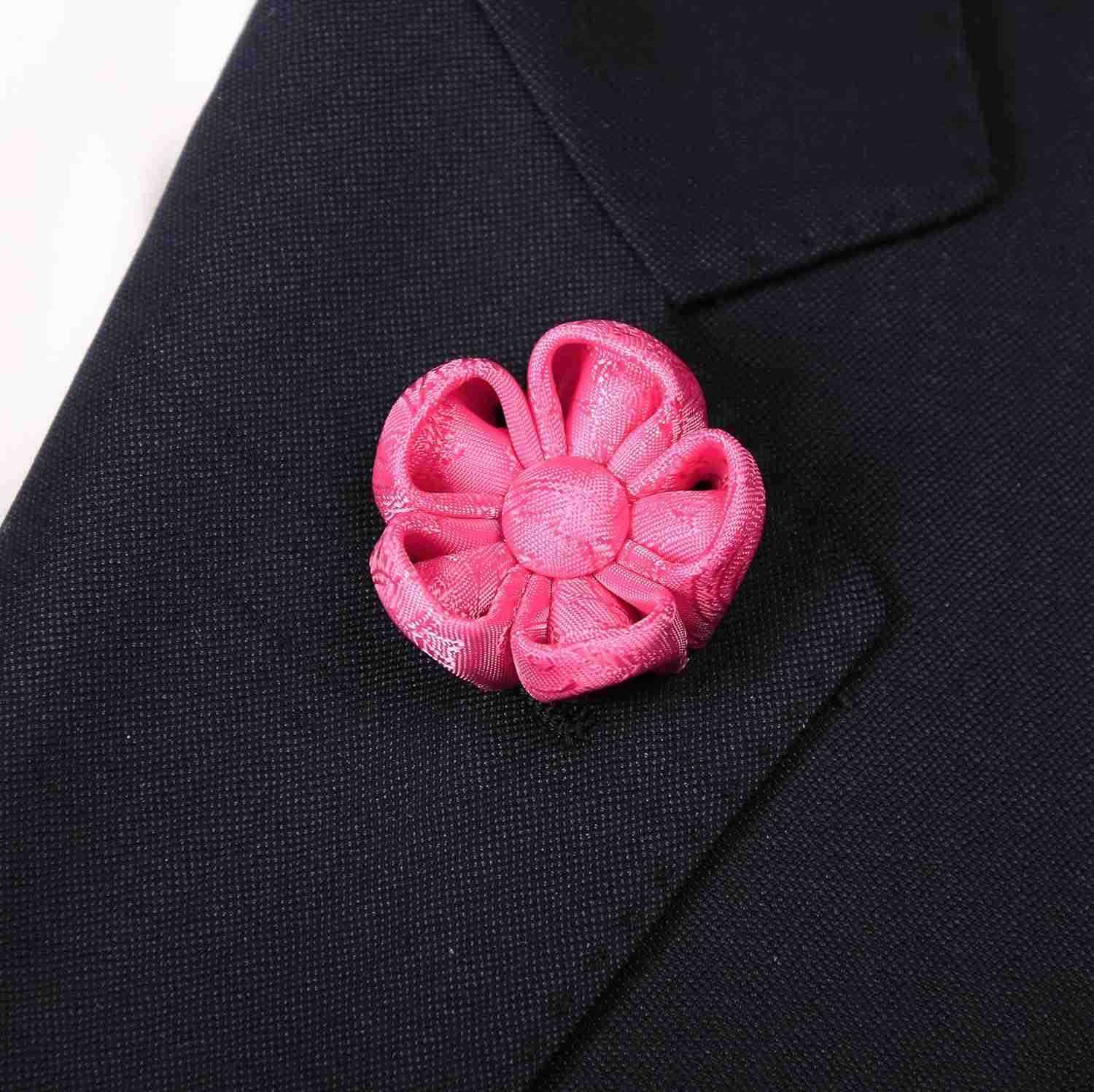 Tie Light Grey Ties for Men Paisley Neckties and Pocket Squares Set with Flower Lapel Pins for WeddingsW250904