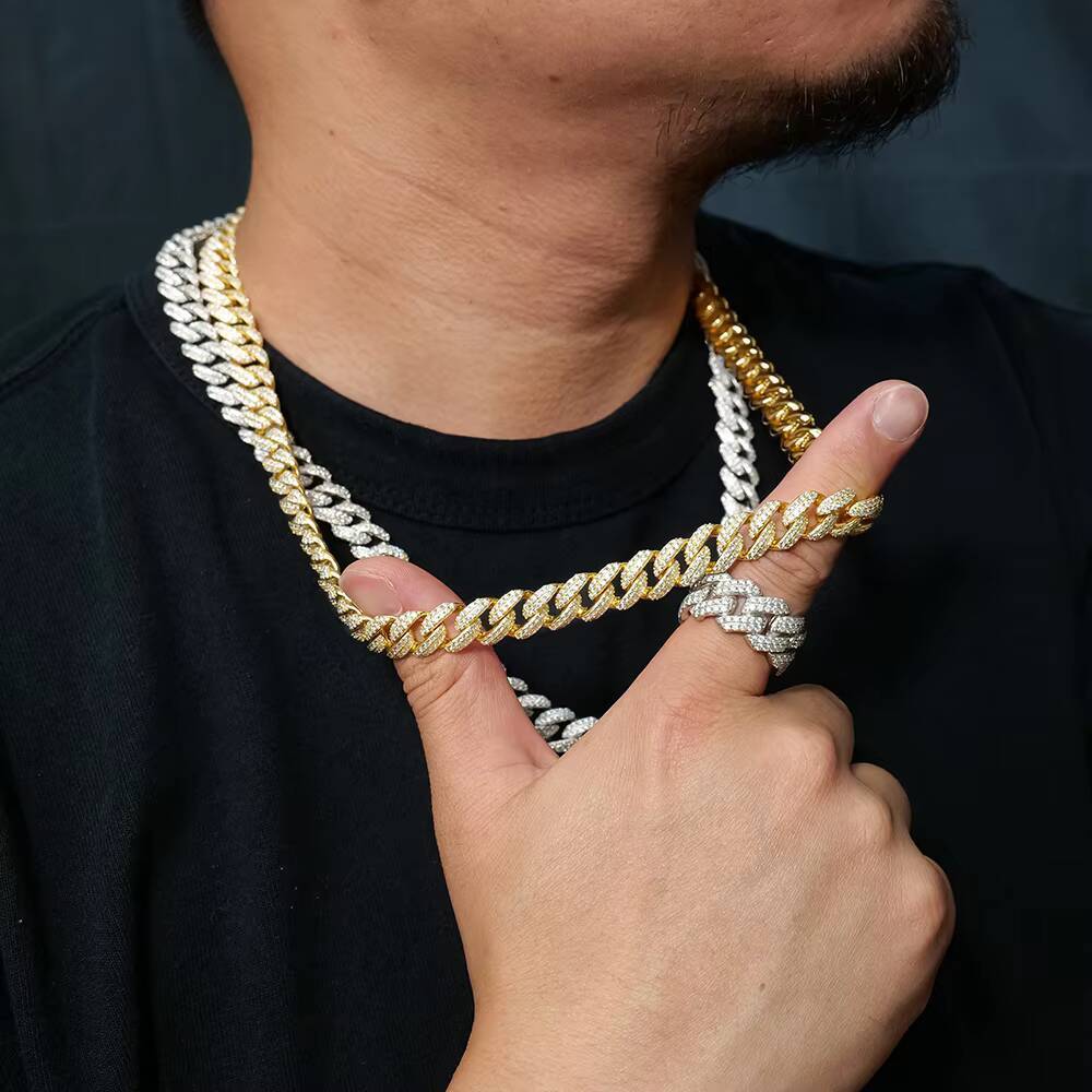 925 Sterling Silver Moissanite Cuban Necklace 8mm Iced Out Arc Cuban Link Hip Hop Jewelry for Men Silver 925 Cuban Chain