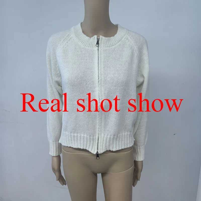 Autumn Winter Short Knitting Cardigan Women Solid Color Long Sleeve Round Neck Sweater Jacket 2025 Casual Zipper Sweater Coats M250904