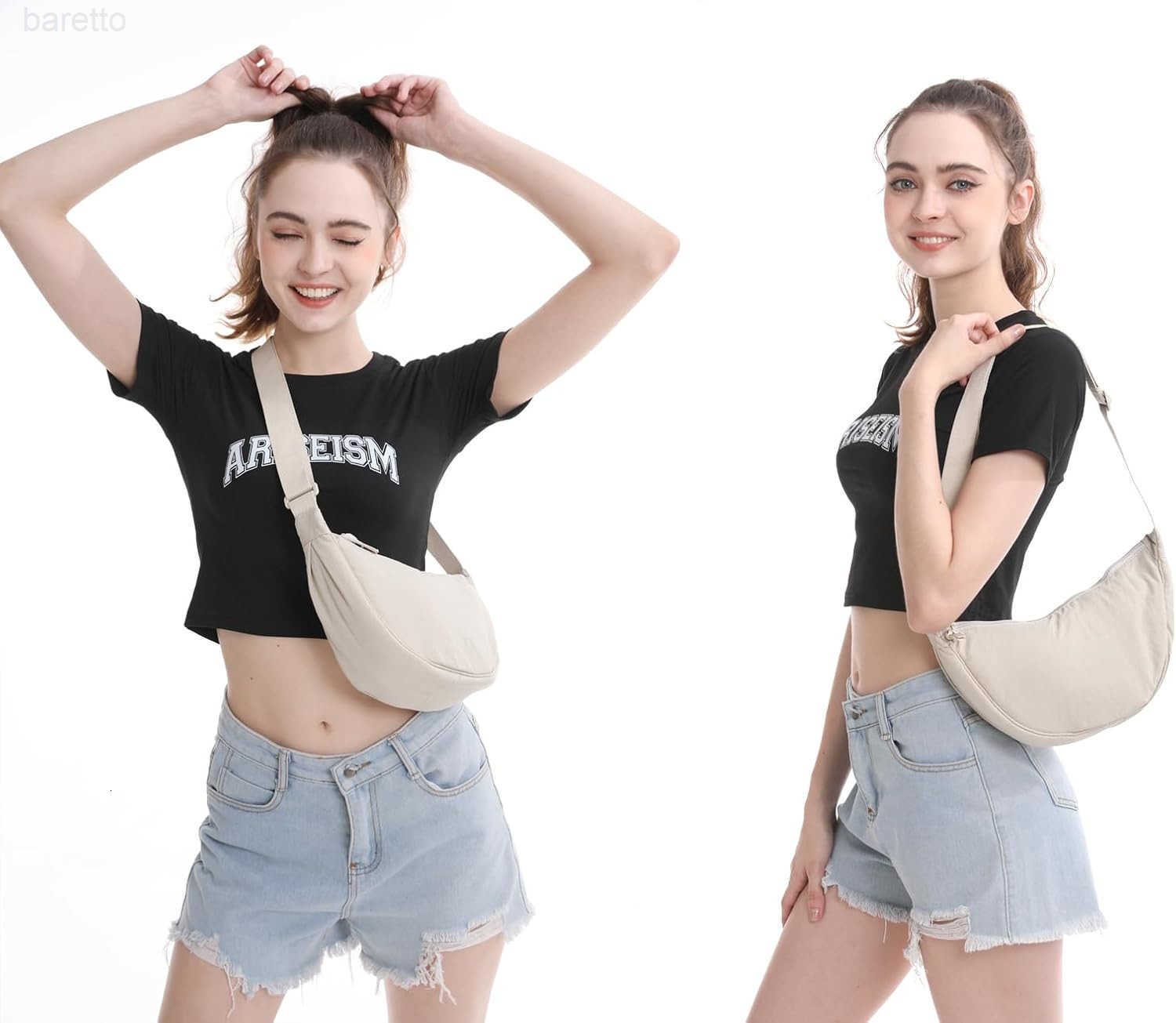 Nylon Crescent Crossbody Bag for Women Men Fanny Pack Crossbody Bag Dumpling Lightweight Travel Sling Bag M250903
