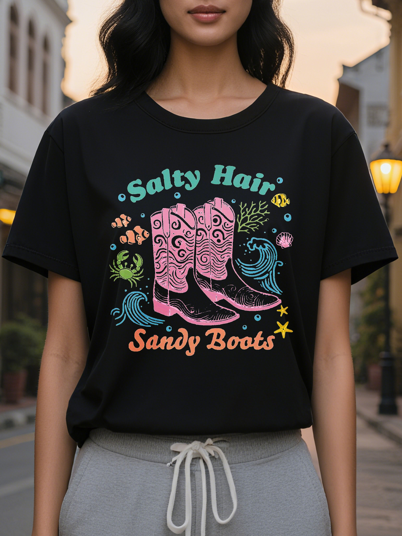 Beach style hairstyle with salt and sand