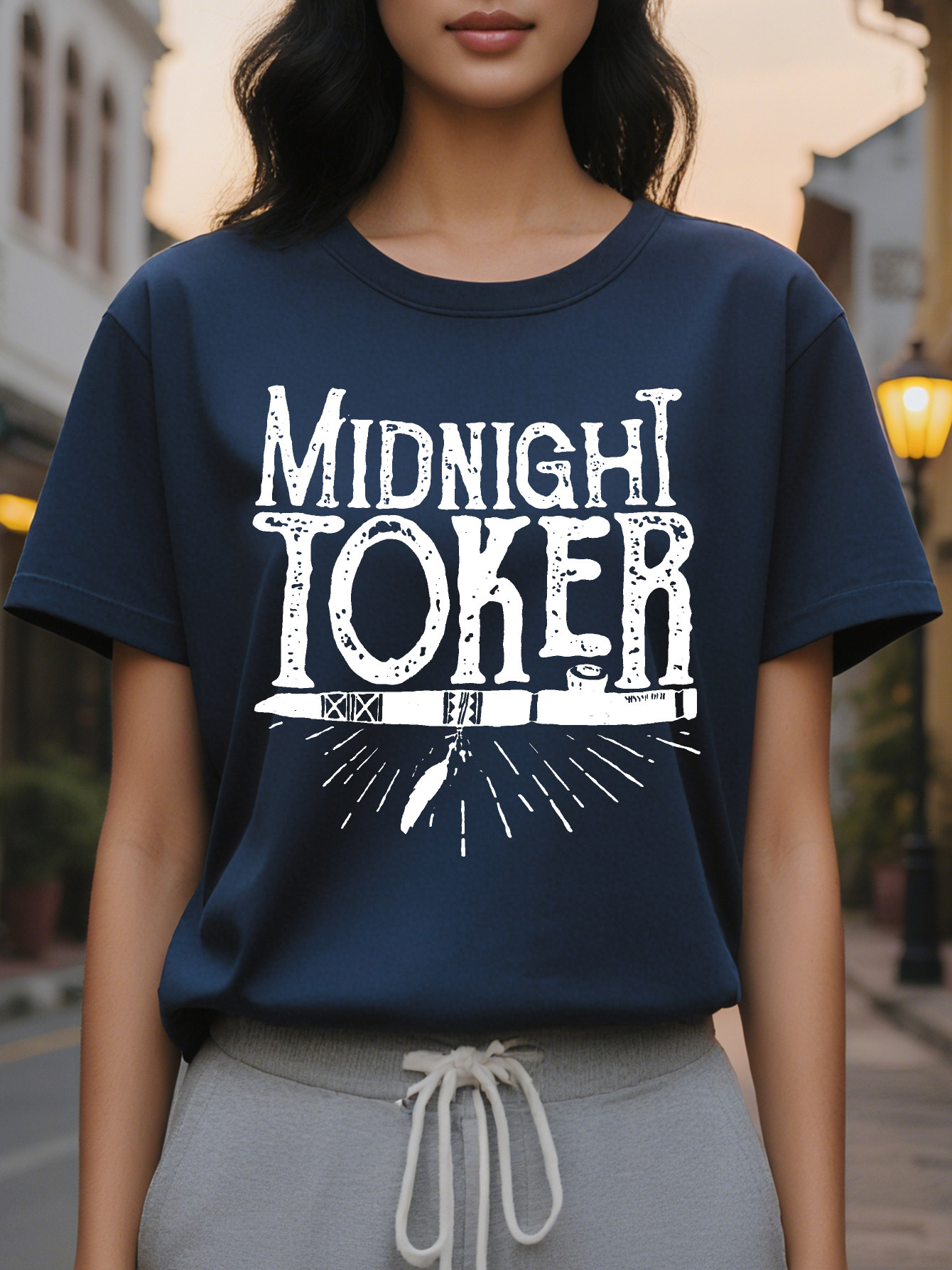 Women's T-Shirt Graphic Letter Printed Round Neck Fitted Summer