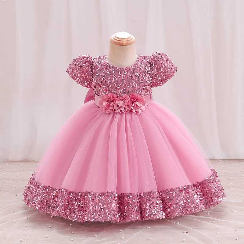 0-6 Years Old Baby Flower Sequin Dress for Girls Sequin Bow Princess Dress Carnival Birthday Performance Costume Z250904