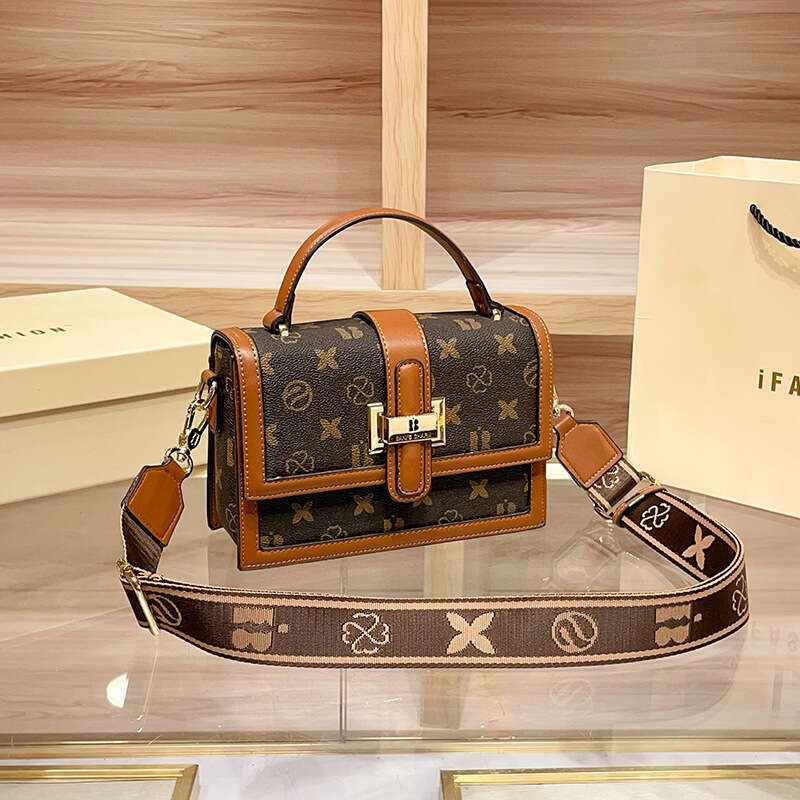 Square for Women 2025 New Floral Pattern Color-Block Texture Versatile Ladies Handbag Shoulder Crossbody Small Bag