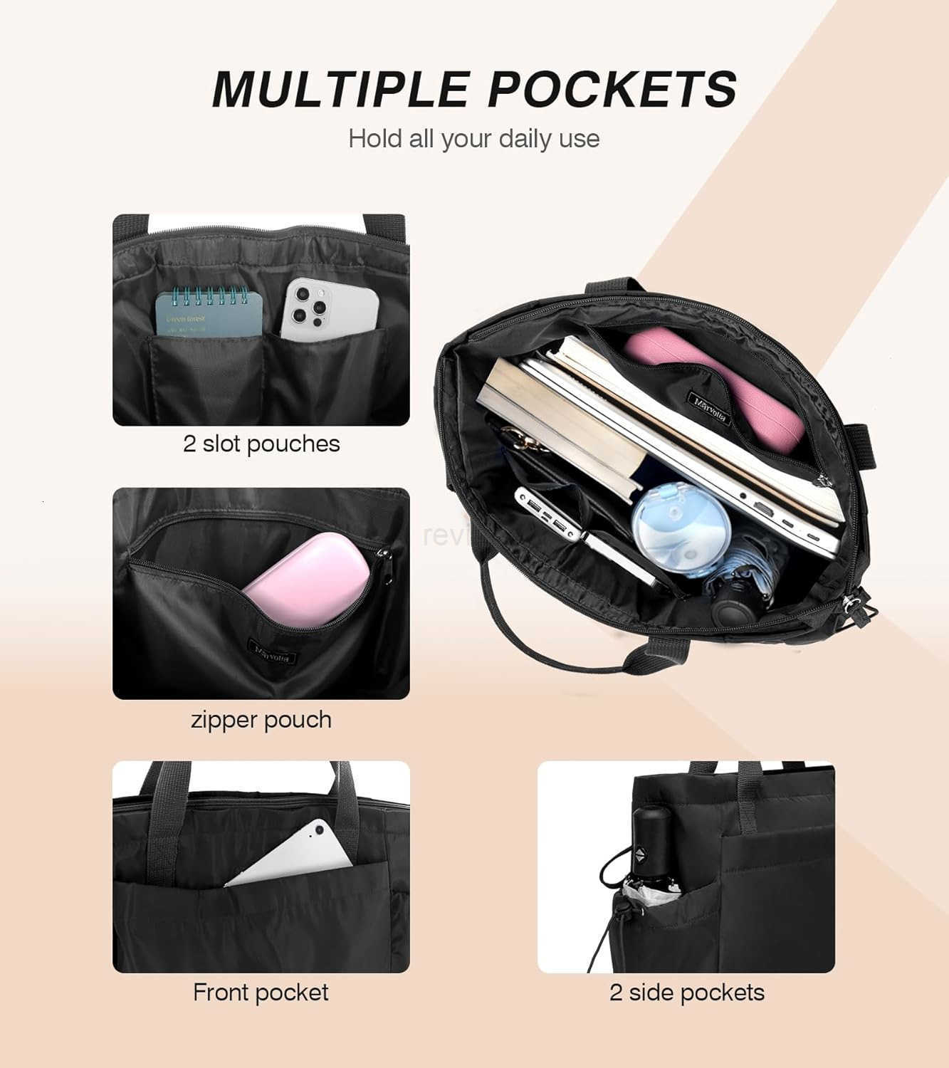 Tote Bag for Women Lightweight Travel Tote Handbags Work Tote Bags with Zipper for Gym Travel WorkW250904