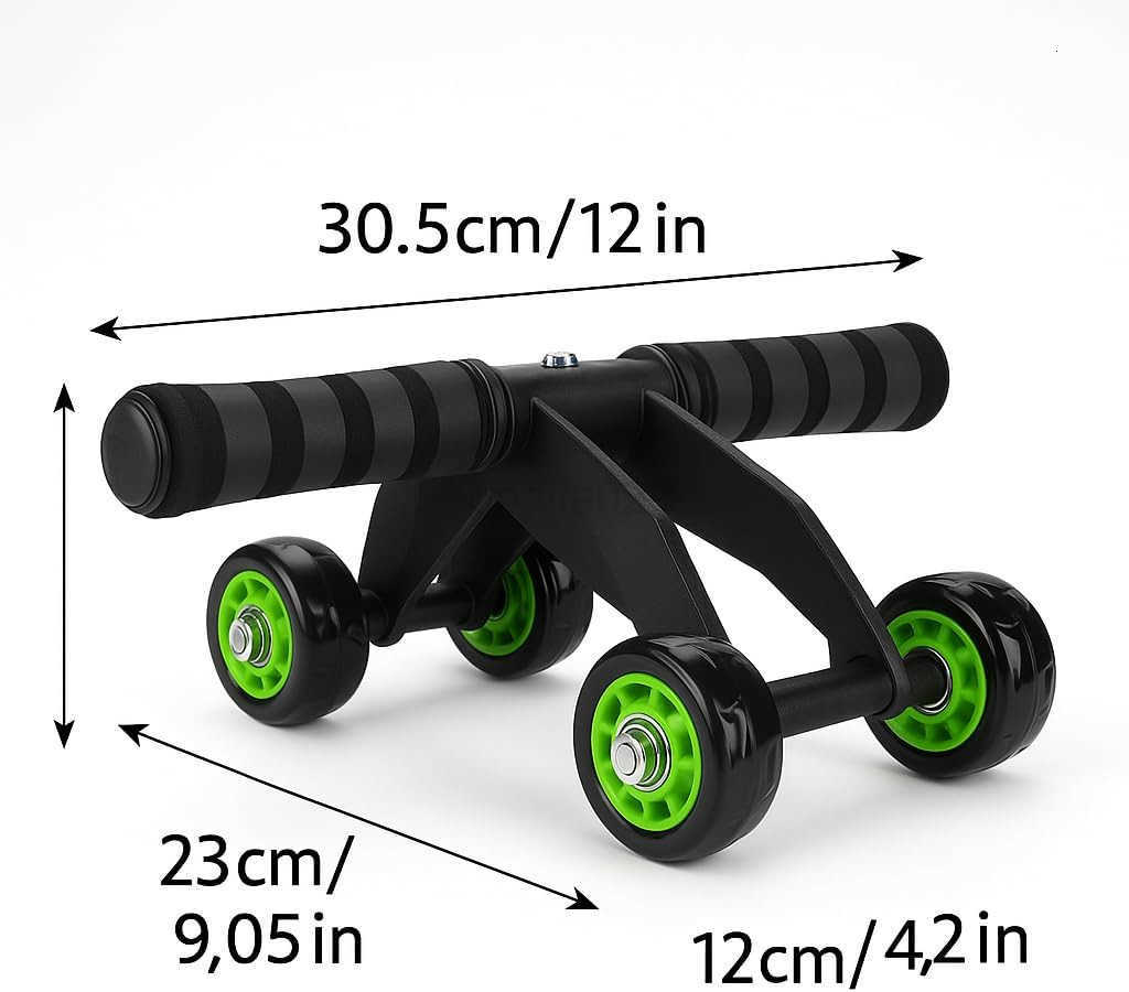 4Wheel Ab Roller with Knee Pad Abdominal Exercise Wheel for Core Strength Training Stable Ab Workout Equipment for Men Women NonSlip Handles Smooth Be
