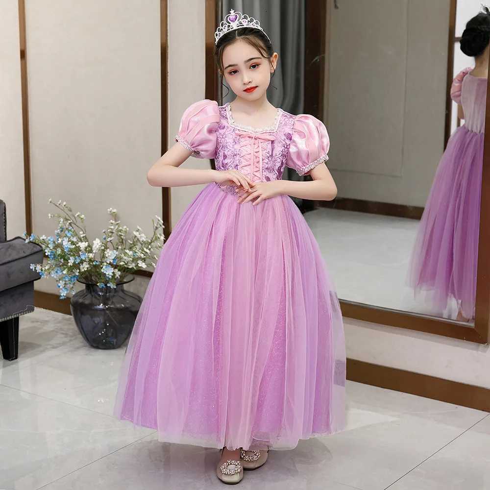 Long Pink Dress for Girls Birthday ParTY Sophia Cosplay Velvet Winter Purple Princess Rapunzel Dress for Ages 3-10 Z250904