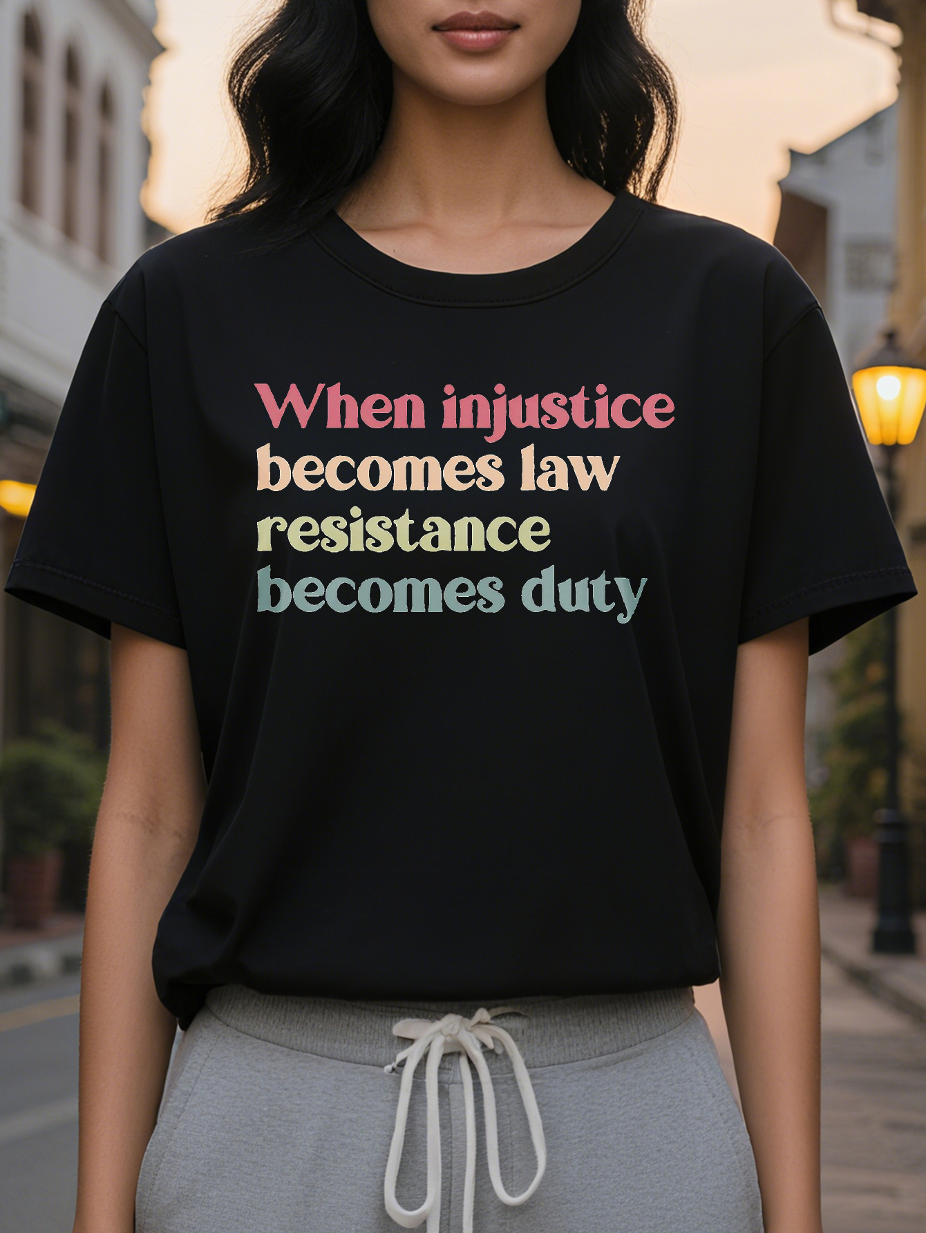 11/11 Singles' Day Hot Sale! 2023 New Fashion Slim Fit Slimming T-Shirt with American Print Pattern Round Neck Short Sleeve Spring and Summer