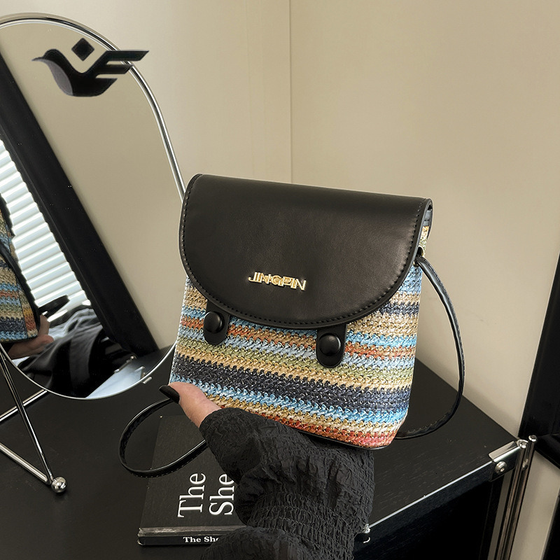 Feiyan Free Shipping New Designer Bag Luxury Shopping Bag Popular Rainbow Woven Color-block Small Bag Fashion Simple Design Trendy Casual Single Shoul