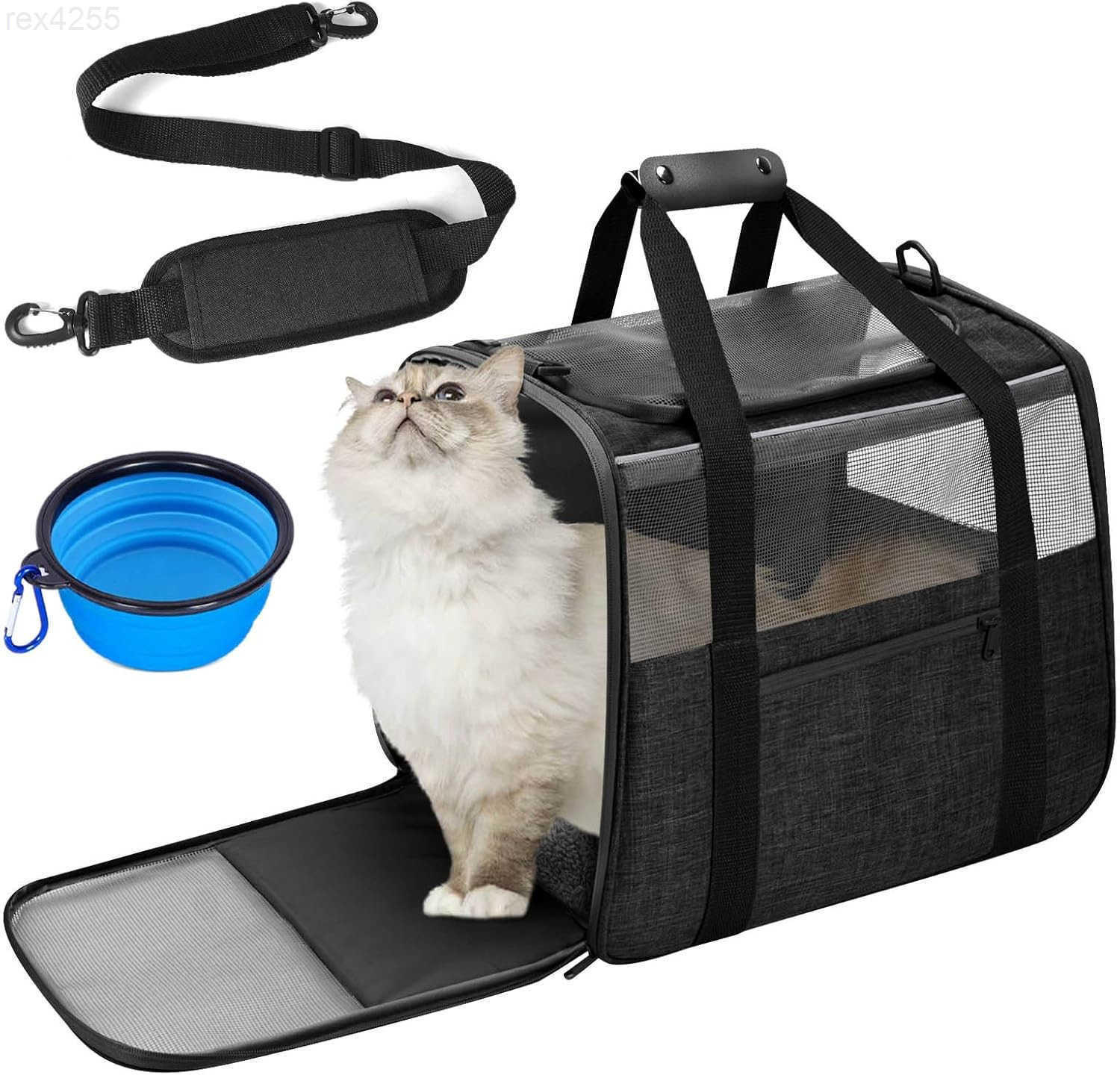 Cat Carrier SoftSided for Big Medium Cats Dog Carriers for Small Dogs Airline Approved Pet Travel Carrier for Cats Puppies up to 15Lbs with Safety Zip