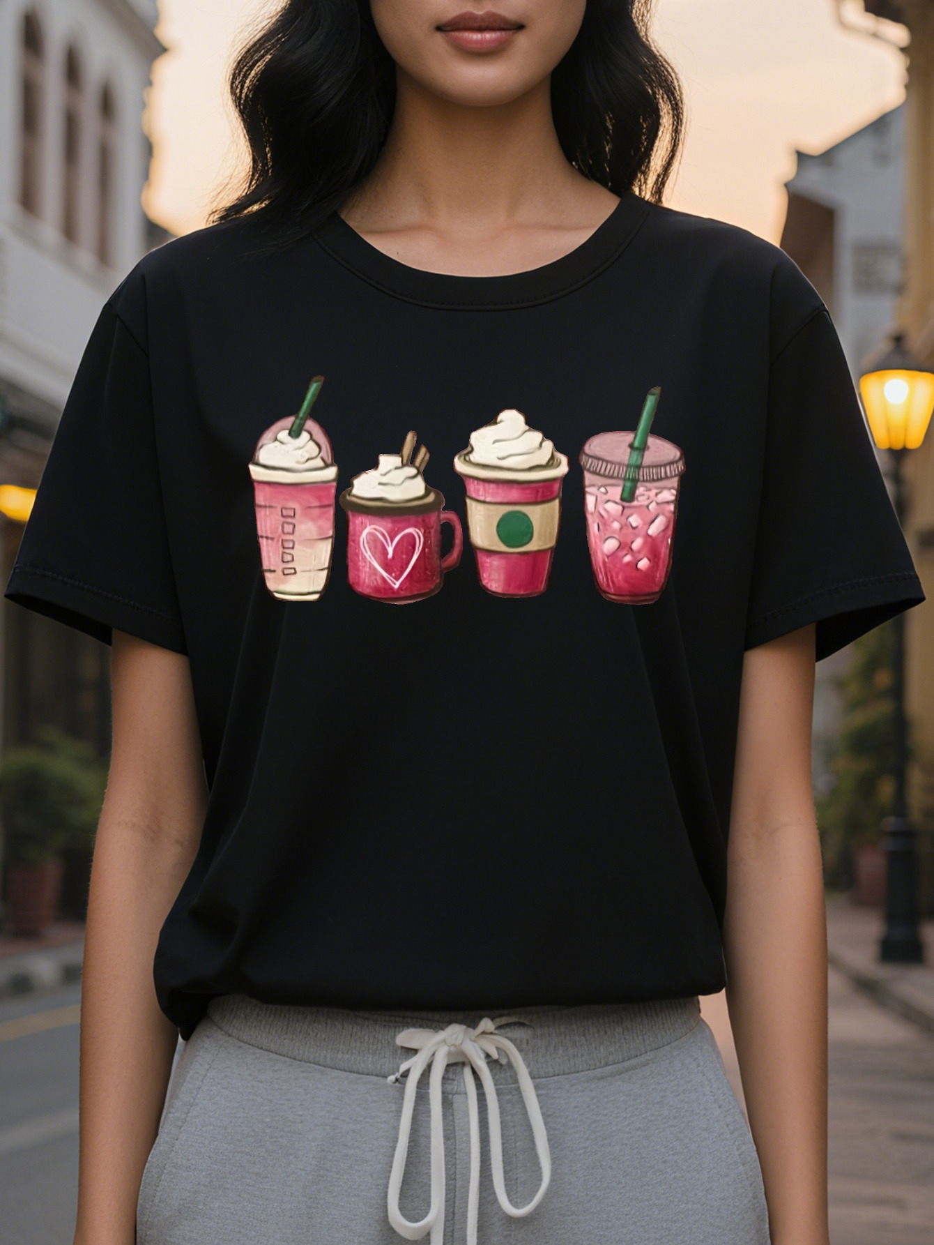 European and American Fashion Letter Print Round Neck T-Shirt