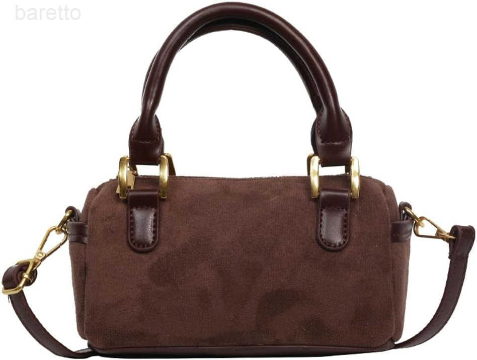 Slouchy Suede Boston Barrel Bag Women Corduroy Boho Satchels Shoulder Bag Crossbody Purse Mini Tophandle Tote Handbag M250904