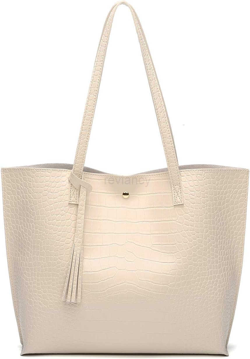 Womens Soft Faux Leather Tote Shoulder Bag from Big Capacity Tassel HandbagW250904