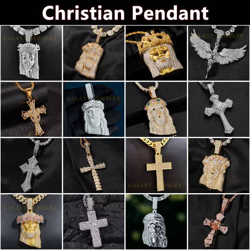 Hip Hop Pendant Cross Pendant Moissanite Vvs 925 Silver D Color 6MM Moissanite Diamond Cross Necklace for Tennis Chain