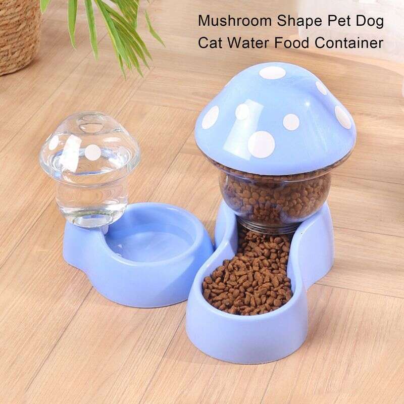 famous brand Guangying Set Feeder Auto Replenishment Large Capacity Mushroom Shape Dog Cat Water Food Container Pet Supplies