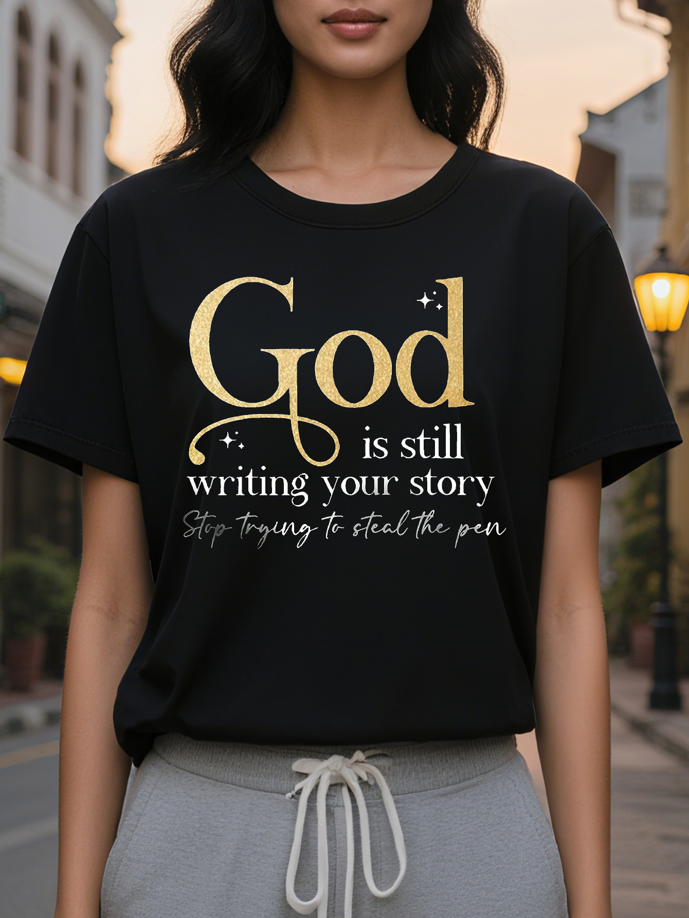 Women's Inspirational Casual Knit Cotton T-Shirt God is Still Waiting for You Story Crew Neck Graphic Tee