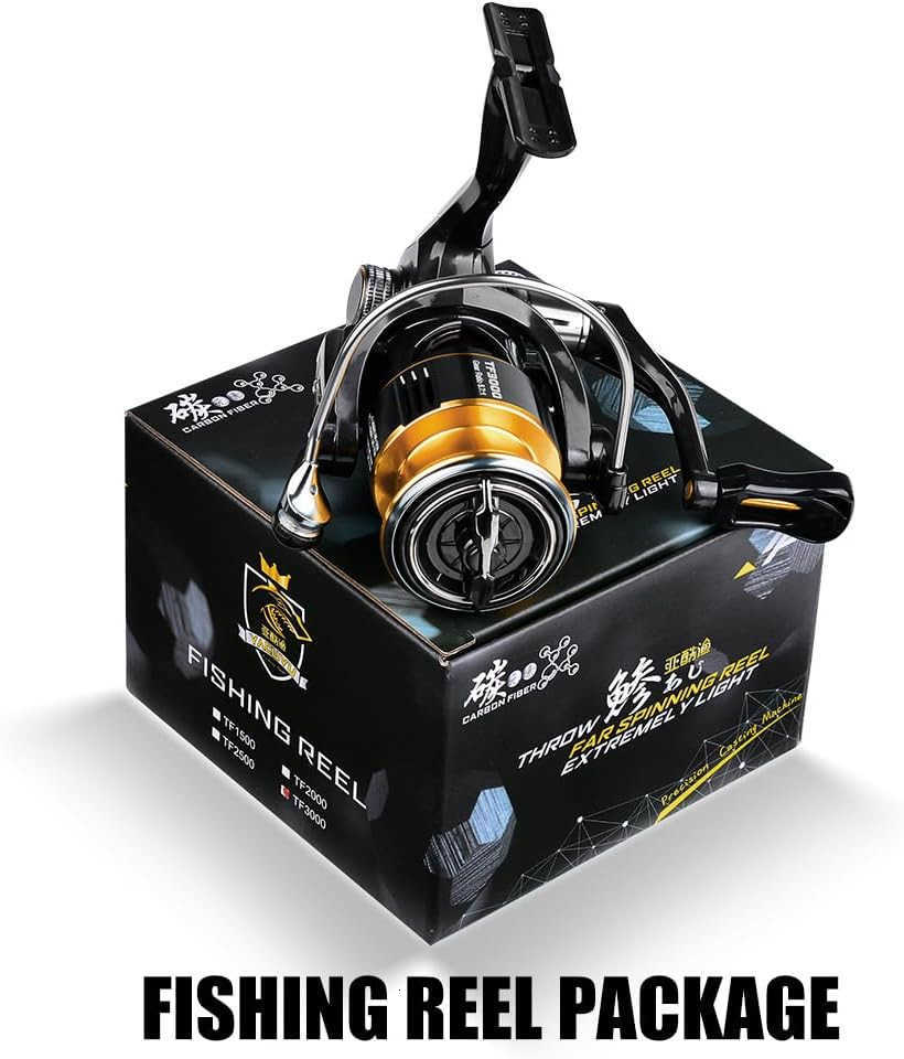 Spinning Reel Fishing Reels Carbon Fiber 13lb Max Drag 571 Gear Ratio 51BB Aluminum Spool Ultra Smooth for Saltwater Freshwater Bass Fishing Spinning 