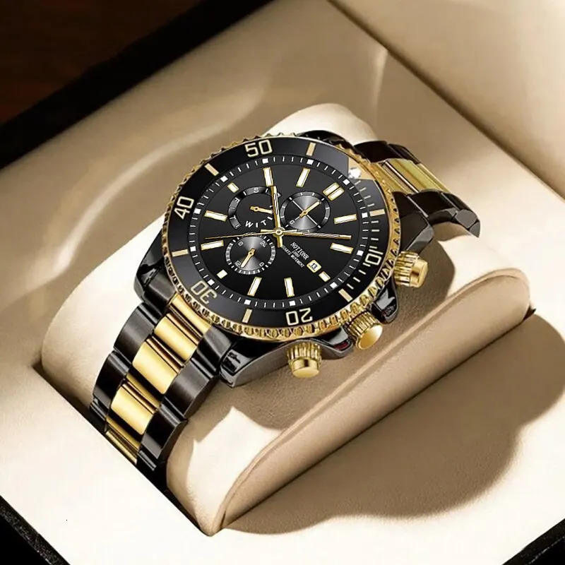 Fashion Mens Sports Watches Man Luminous Clock Men Business Waterproof Calendar Date Stainless Steel Quartz Wrist Watch 250828