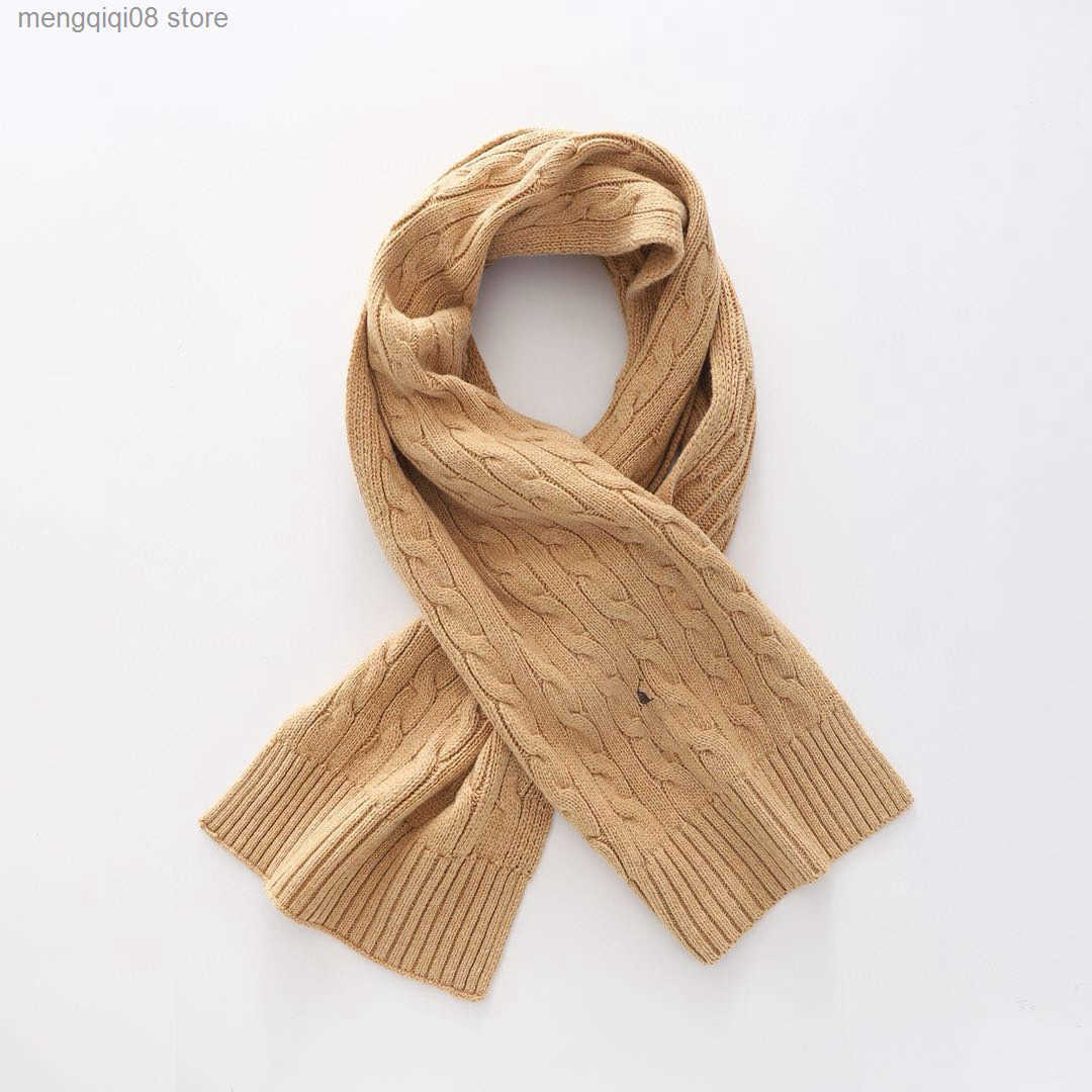 RL Raff Winter New Pony Logo Embroidered Unisex Cable Knit Scarf Versatile Wool Warm Neck Warmer L250904 1VX25