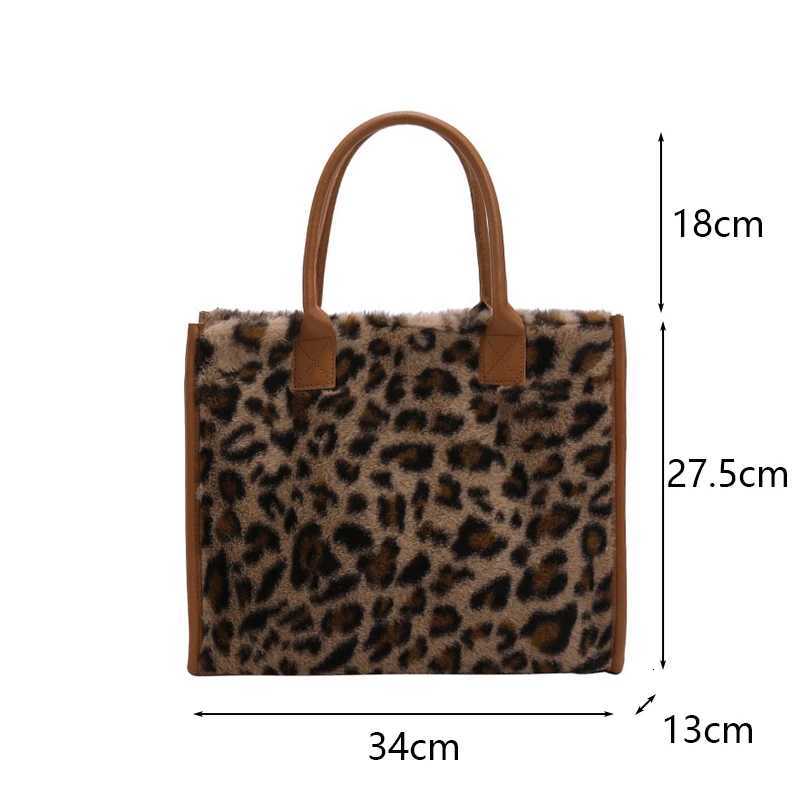 Winter Faux Fur Leopard Print Designer Shopper Totes Fashion Soft Plush Women Shoulder Bags Large Capacity Handbags and Purse Z250903