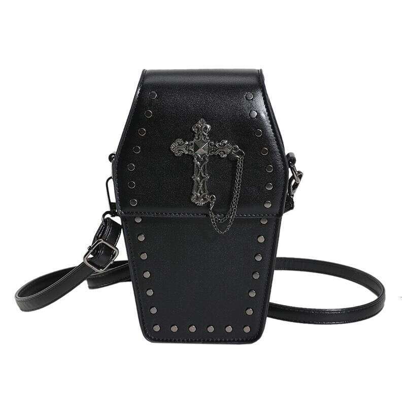 Gothic Crossbody Bag for Women Coffin Shoulder Bag Purse Cartoon Y2K Messenger phone Bag PU Leather Halloween Versatile Bag