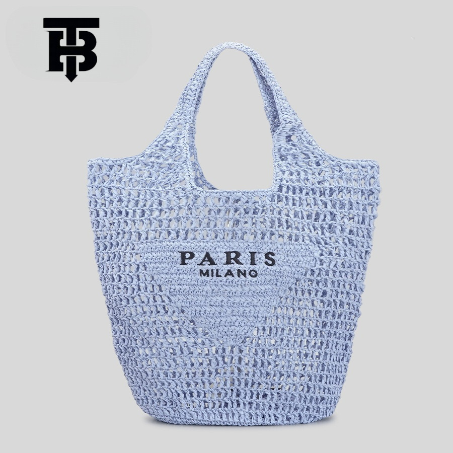 TB BHULAMTE TEMU Hot Selling Handwoven Women's Handbag Letter Embroidery Woven Shoulder Bag Simple Fashion Handheld Designer s bag Straw Bag