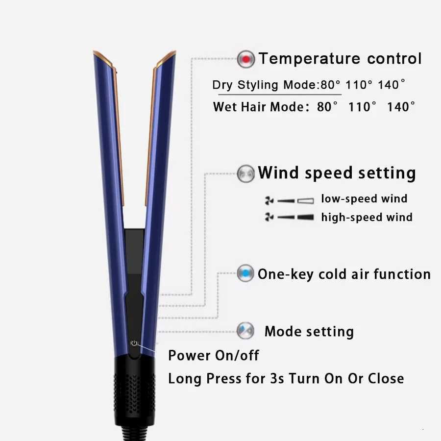 2in1 Hair Straightener Dryer Combo with Smart Temperature Control and Digital LCD Display Quick Styling for Home SalonW250904