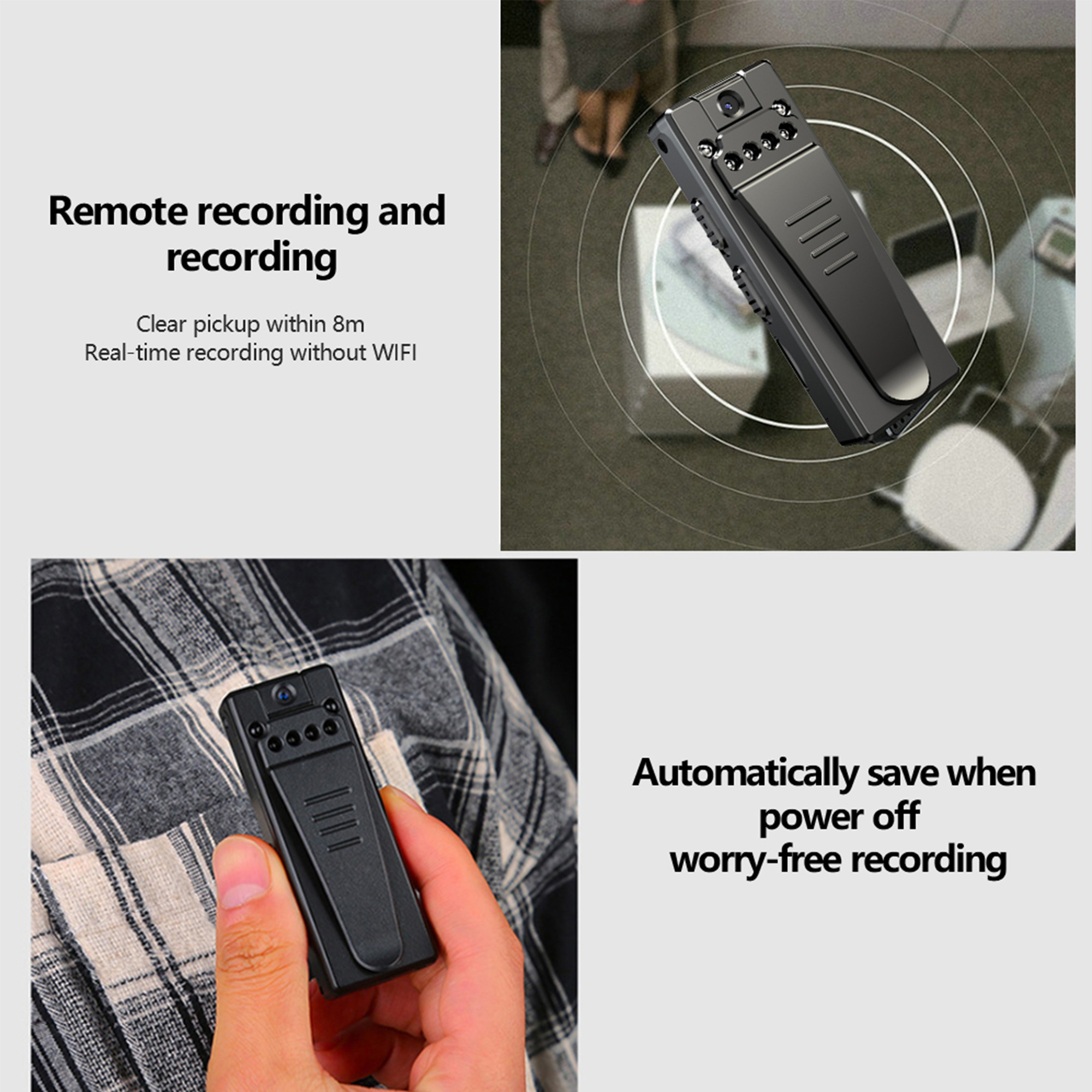 1080P Body Camera with Back Clip, Sports Camera with Audio and Video Recording, Wide Angle Lens and Portable Night Vision Video Recorder, 90° Rotation