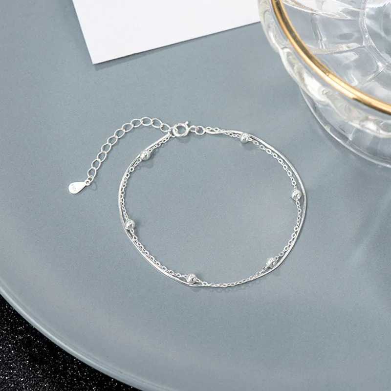 925 Sterling Silver Snake Bone Chain Glossy Beads Double Layer Bracelet Women Fine Jewelry for Wedding Party GiftXJ250904