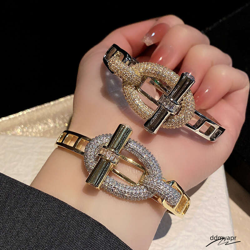 New Horizontal Bar OT Ddmyday Series Ring Bracelet Set Pig Nose Light Copper Inlaid With Zircon Ddmyday