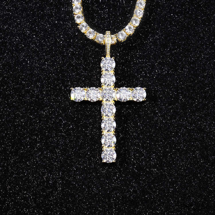 Custom 8Mm Wide Yellow Gold Plated Sterling Sier Iced Out VVS Ddmyday Moissanite Cross Pendant For Necklace Jewelry Ddmyday