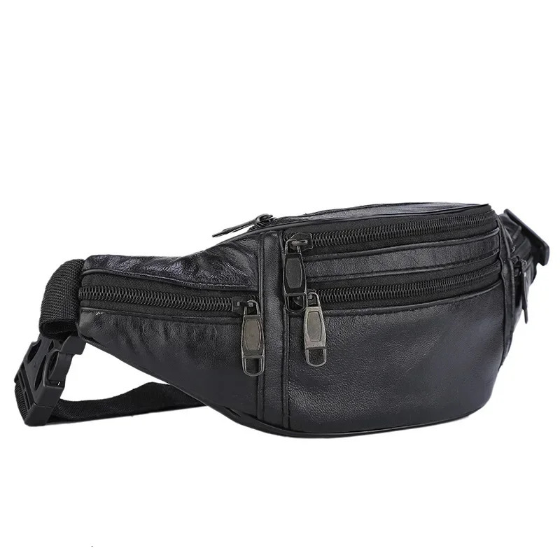 Leather Men Waist Chest Bag Thin Outdoor Sports Tactical Pauch Male Small Running Fanny Pack Crossbody Chest Money Belt Bags 250903