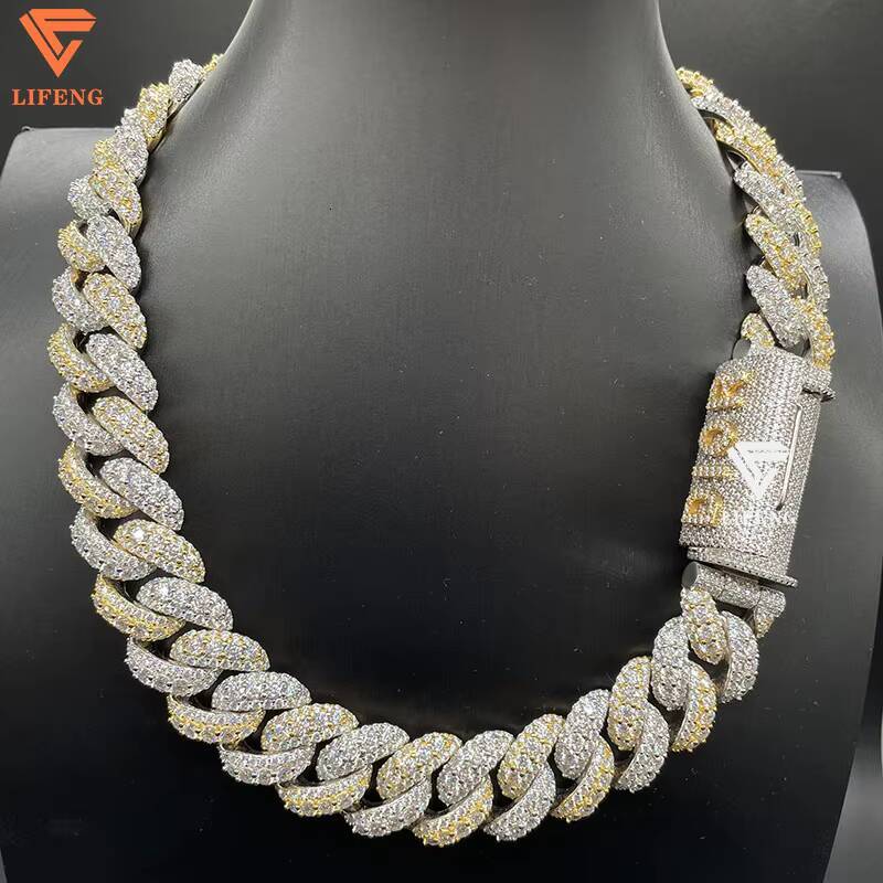 Custom 925 Sterling Silver Mens Hip Hop Cuban Link Chain Iced Out VVS Moissanite Diamond Lock Box Necklace New Design