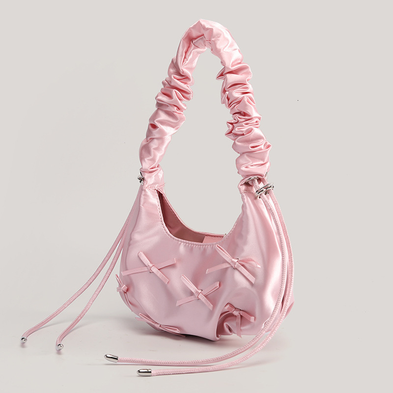 2025 autumn new pleated bow women's handbag niche design fashion trend Korean style armpit bag pleated designer shoulder bag