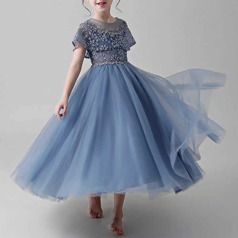 100% Cotton Puffy Yarn Girl Princess Dress For Birthday Party Prom Wedding Dress Summer Bright Diamond Clothes For Girls Z250904