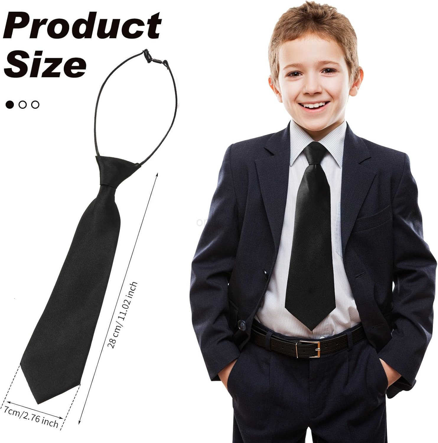 16 Pieces Boys Tie Skinny Kid Pre Tied Neckties Adjustable Tie children Solid Color Striped Boys Neckties for Kids Toddler School Uniforms Ages 410W25
