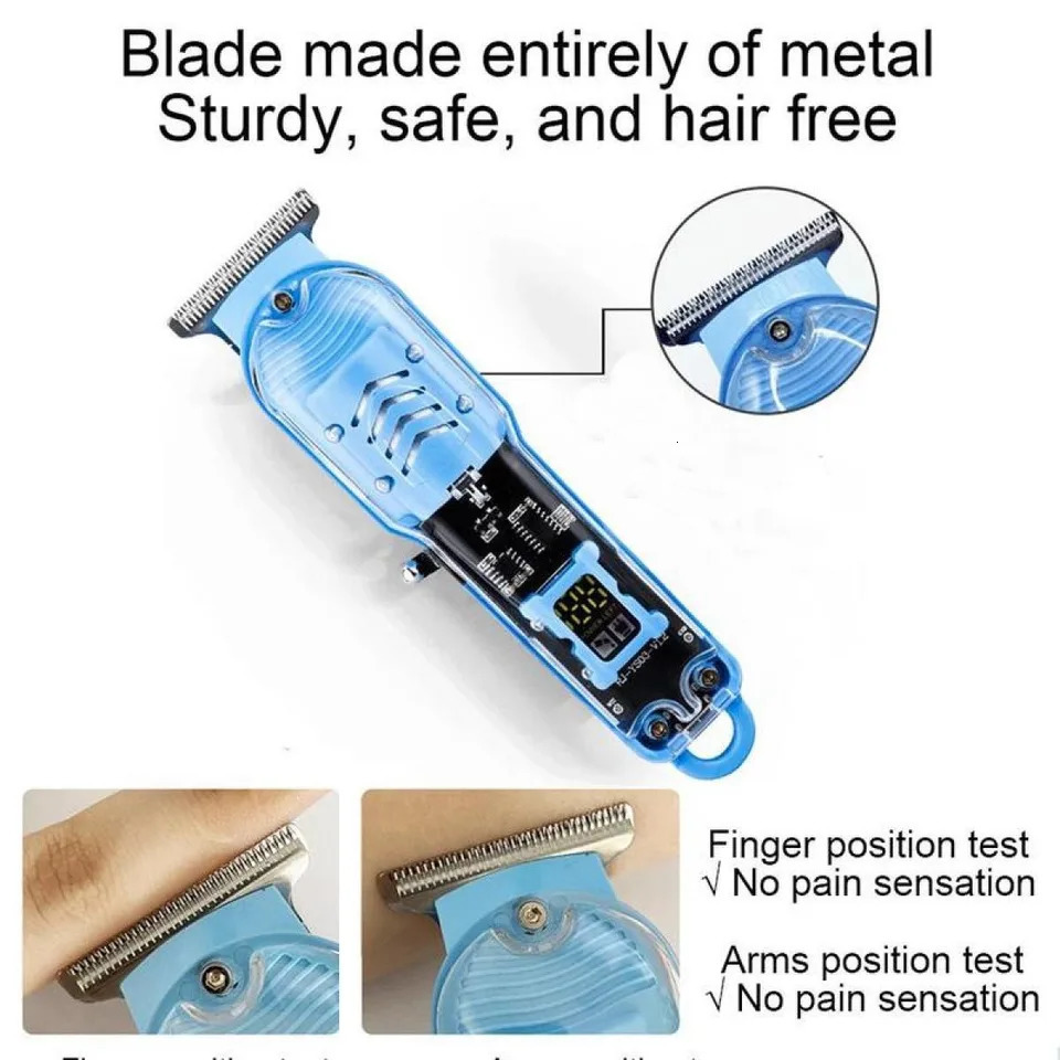 Professional Hair Clippers Rechargeable Clipper Transparent Electric Trimmers For Men Cordless Cut Machine 250825