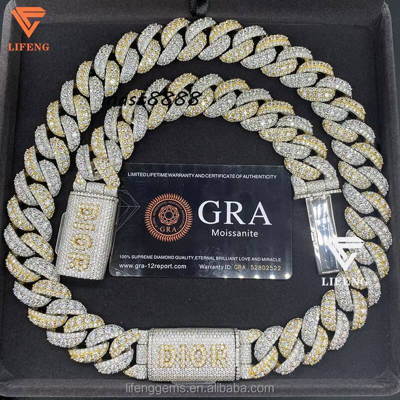 Custom 925 Sterling Silver Mens Hip Hop Cuban Link Chain Iced Out VVS Moissanite Diamond Lock Box Necklace New Design