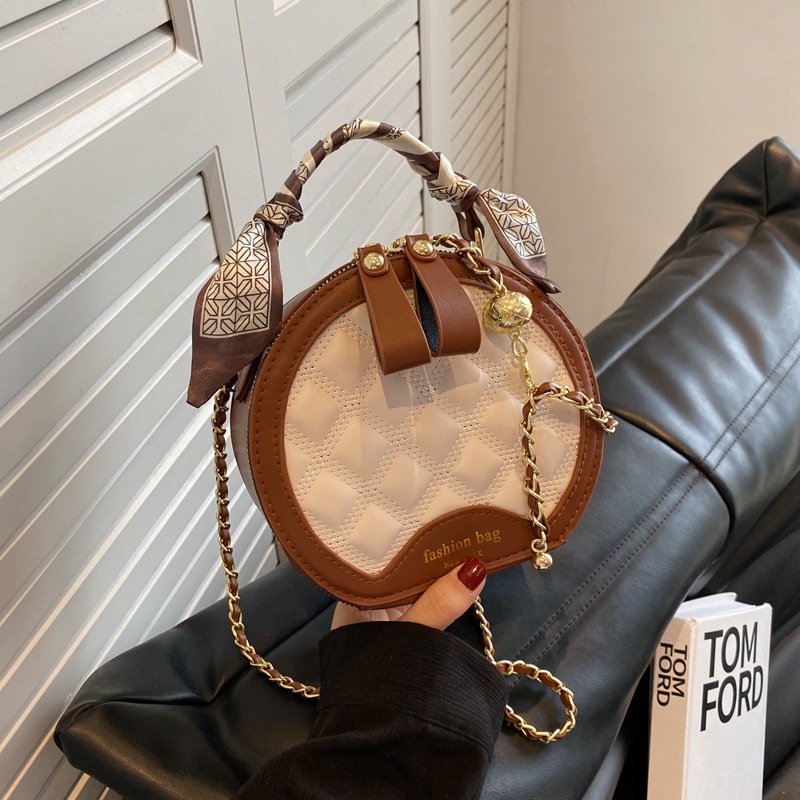 High-end small round bag for women 2025 new style handbag versatile diamond embroidery temperament versatile shoulder messenger bag